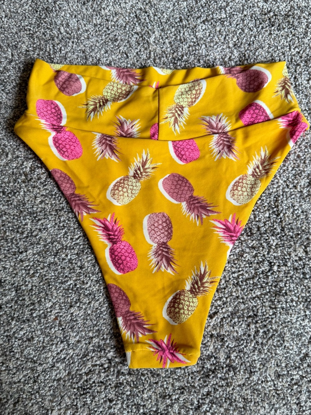 Aerie Yellow Pineapple Print Scoop Bikini Top and High Cut Cheeky Bottoms Size S - Picture 10 of 11
